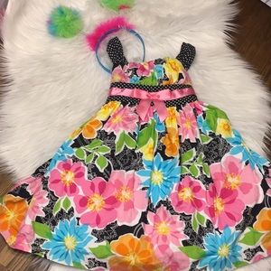 Floral dress with fuzzy headband